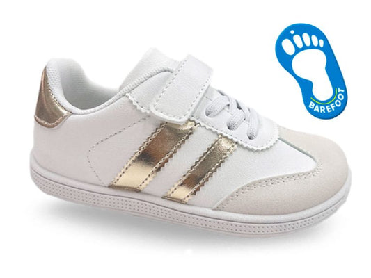 Tenis Niñas Respetuoso Velcro Blanco y Dorado