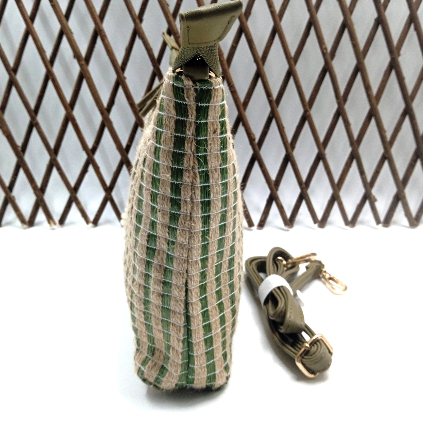 Bolso de Esparto Mujer Cruzado - Bolso de Verano de Rafia Informal - Beige y Verde
