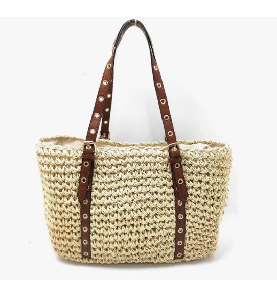 Bolso Paja Mujer | Bolsos Tejidos Crochet - Bolso Playa Verano Beige
