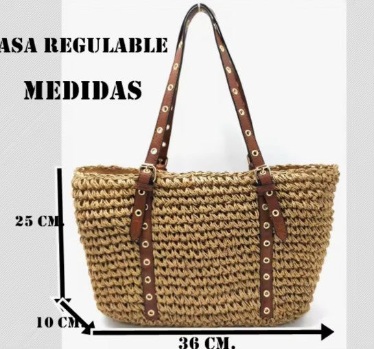 Bolso Paja Mujer | Bolsos Tejidos Crochet - Bolso Playa Verano Beige