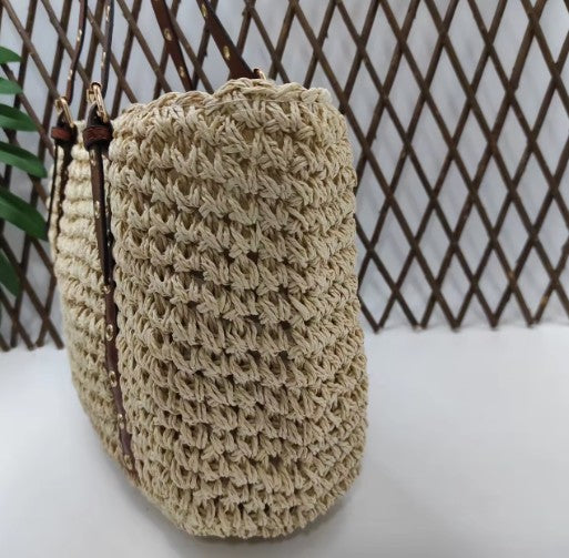 Bolso Paja Mujer | Bolsos Tejidos Crochet - Bolso Playa Verano Beige