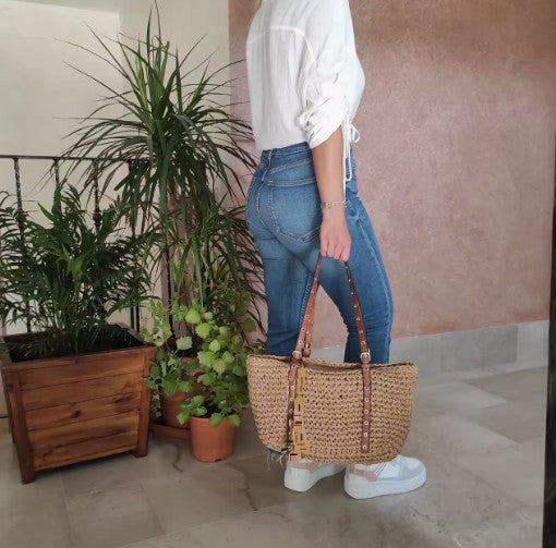 Bolso Paja Mujer | Bolsos Tejidos Crochet - Bolso Playa Verano Negro