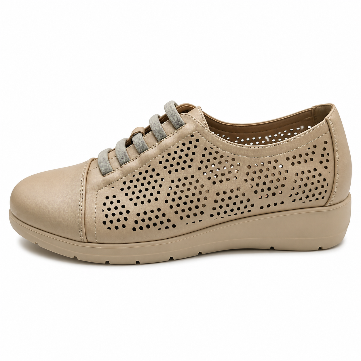 Mocasines Mujer Verano Transpirables Perforados Súper Cómodos Suela de Goma Antideslizante Zapatos Casual Primavera Color Nude