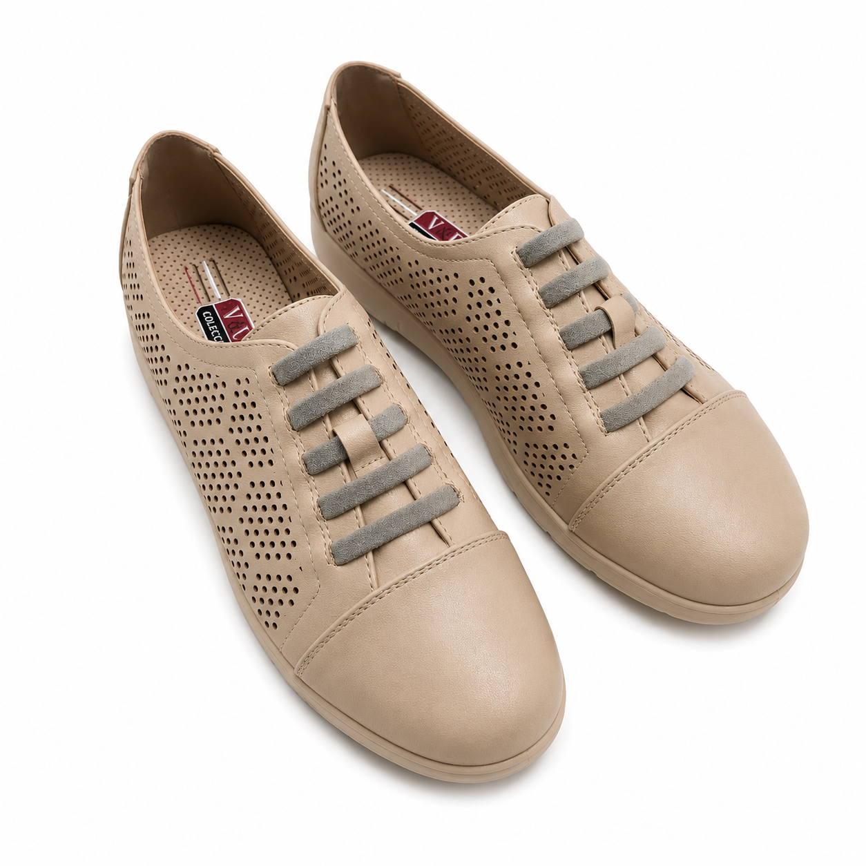 Mocasines Mujer Verano Transpirables Perforados Súper Cómodos Suela de Goma Antideslizante Zapatos Casual Primavera Color Nude