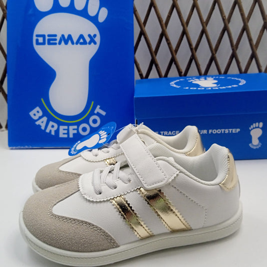 Tenis Niñas Respetuoso Velcro Blanco y Dorado
