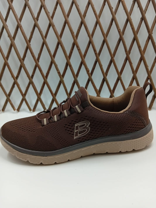 Zapatillas Deportivas Mujer Sin Cordones – Tejido Transpirable, Plantilla Memory Foam, Cierre Elástico, Suela Antideslizante - Basic Marron