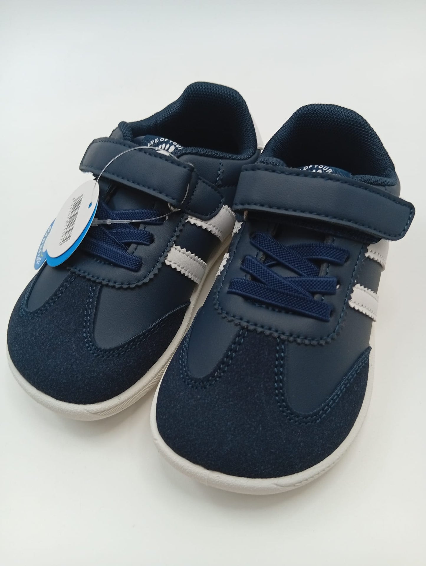 Tenis Niños Respetuoso Velcro Azul Marino y Blanco