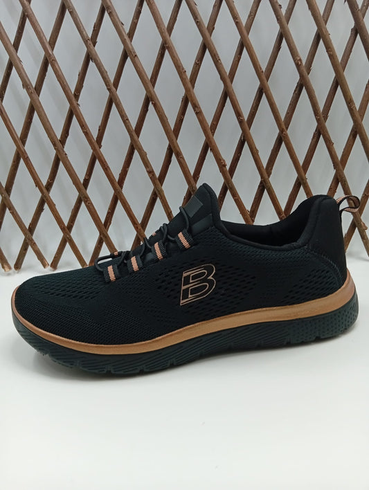 Zapatillas Deportivas Mujer Sin Cordones – Tejido Transpirable, Plantilla Memory Foam, Cierre Elástico, Suela Antideslizante - Basic Negro