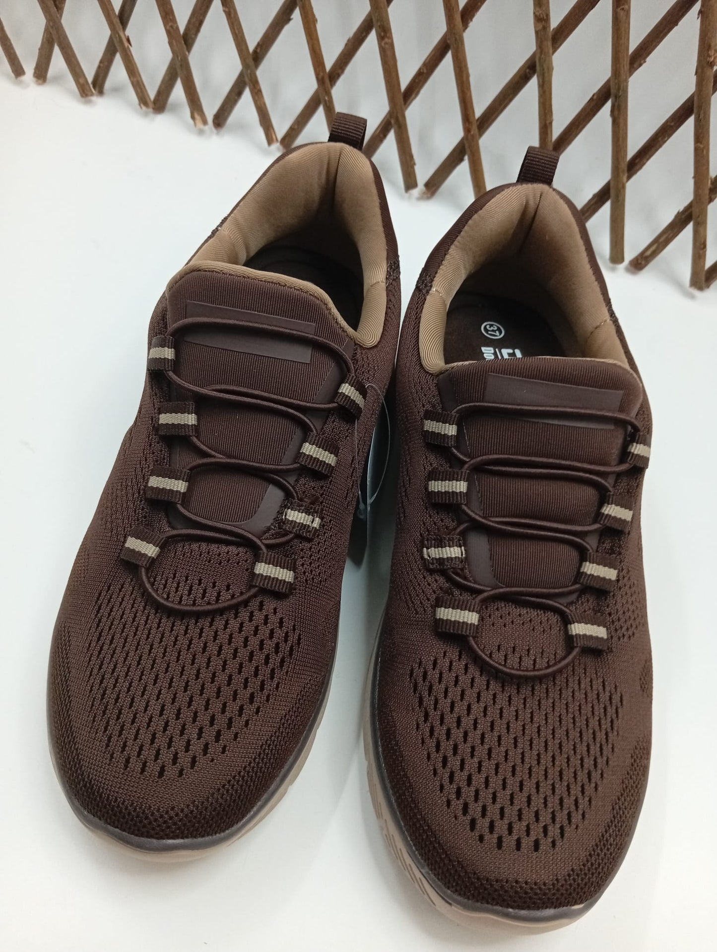 Zapatillas Deportivas Mujer Sin Cordones – Tejido Transpirable, Plantilla Memory Foam, Cierre Elástico, Suela Antideslizante - Basic Marron