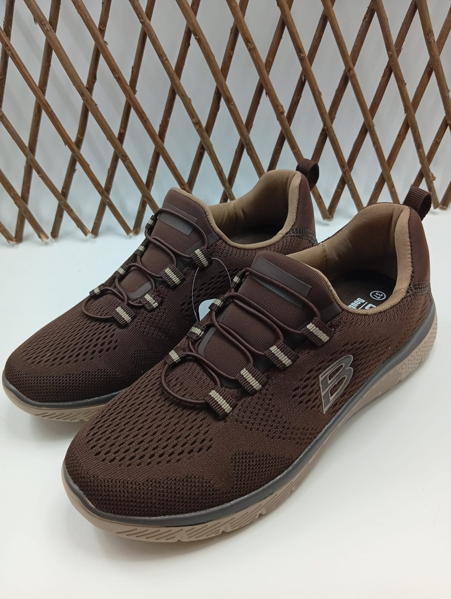 Zapatillas Deportivas Mujer Sin Cordones – Tejido Transpirable, Plantilla Memory Foam, Cierre Elástico, Suela Antideslizante - Basic Marron