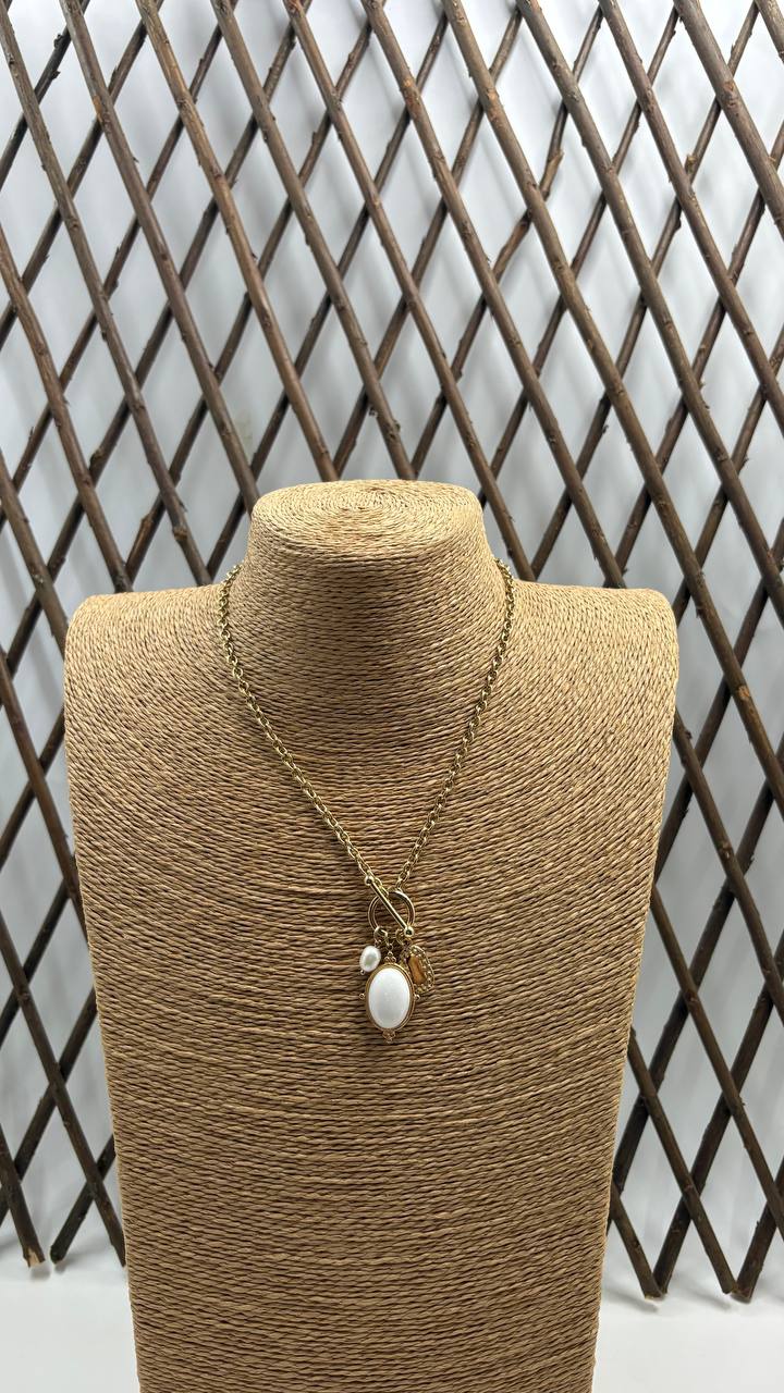 Cadena con Colgante de Acero Dorado