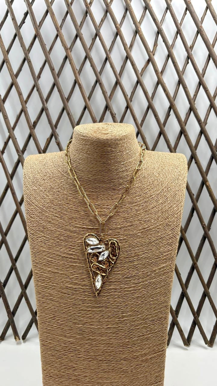Cadena con Colgante de Acero Dorado