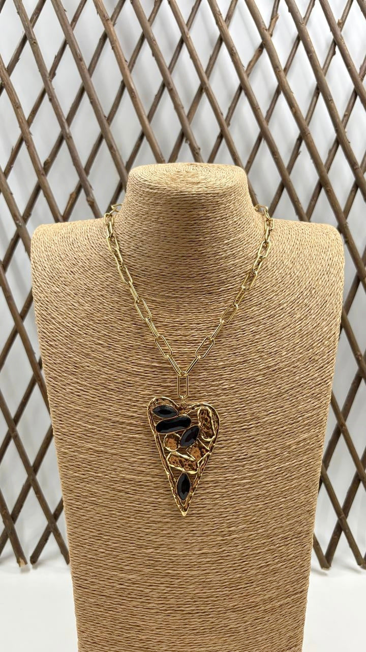 Cadena con Colgante de Acero Dorado